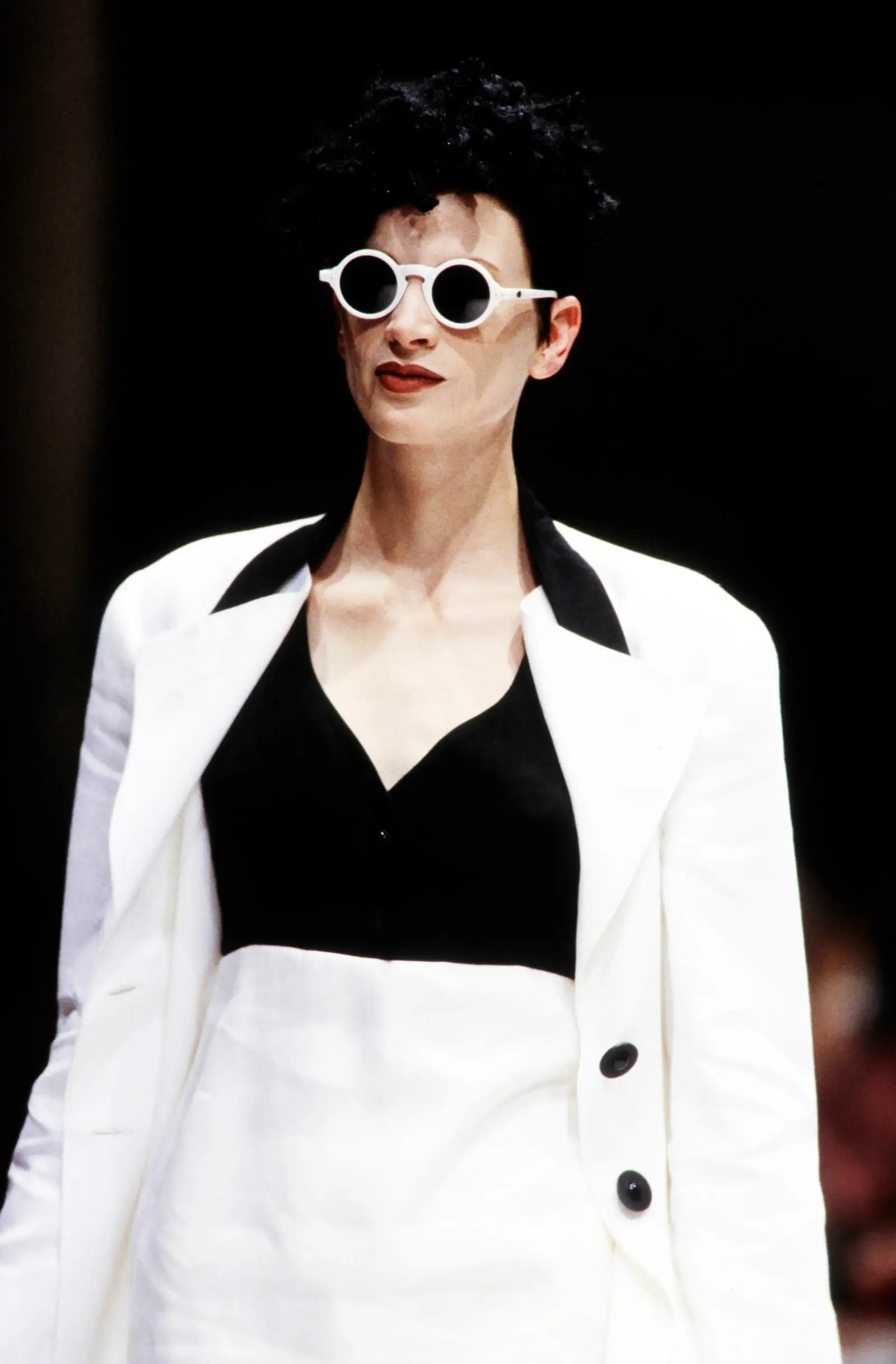 Model Kristen McMenamy at the Fendi Spring 1993 Ready to Wear Runway Show