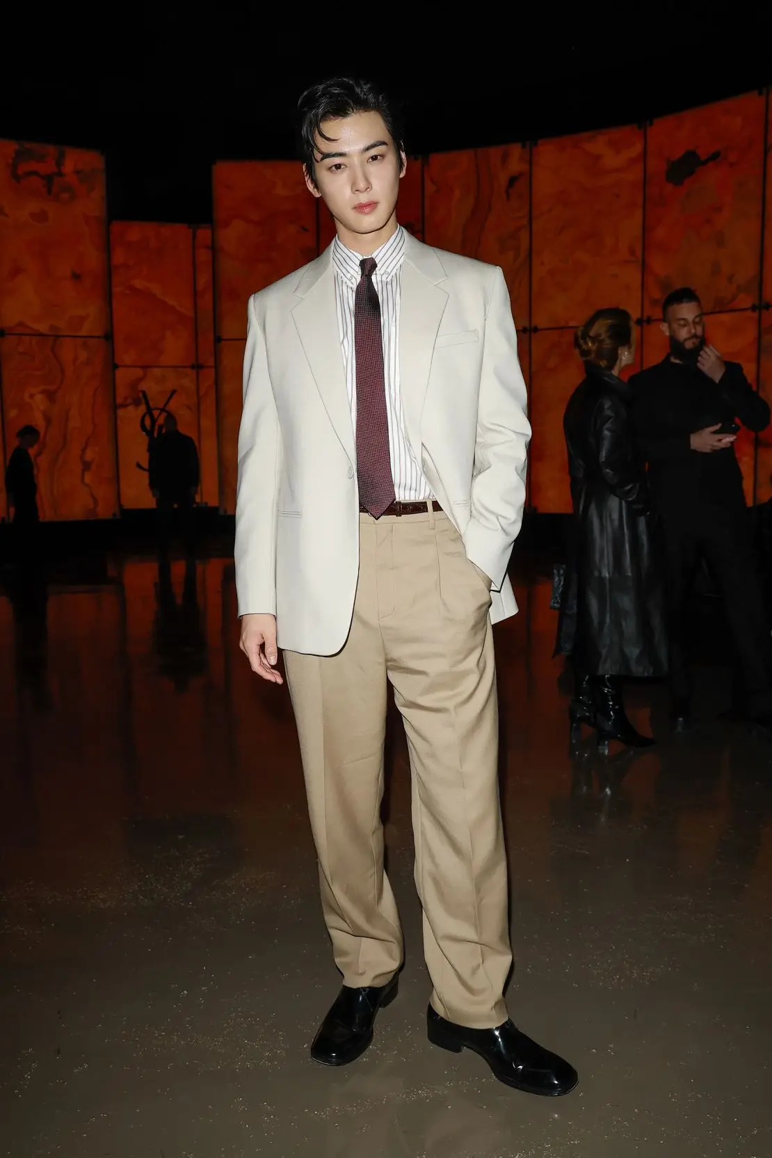 Korean actor and singer Cha Eun-woo looked smart attending the Saint Laurent show.