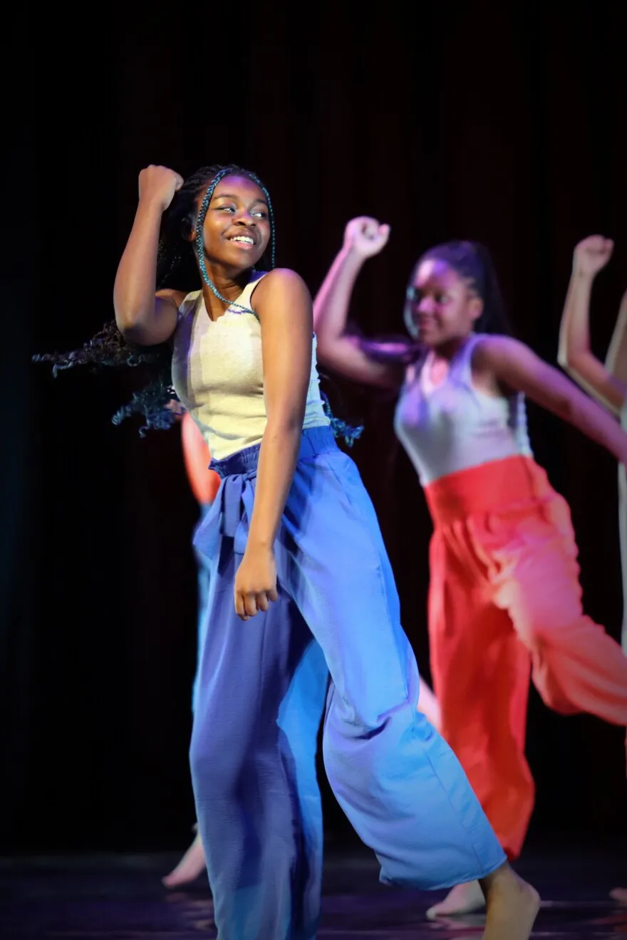 Dancers from youth arts program TranscenDANCE are shown in a 2024 performance.