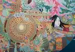A very small section of a large painting done by Van Le's late father, Le Quang Vinh, taken on March 27, 2025. Le and her uncle Allen Luong are coordinating a series of exhibits that will showcase her father's paintings. The first event will be on April 5, 2025.