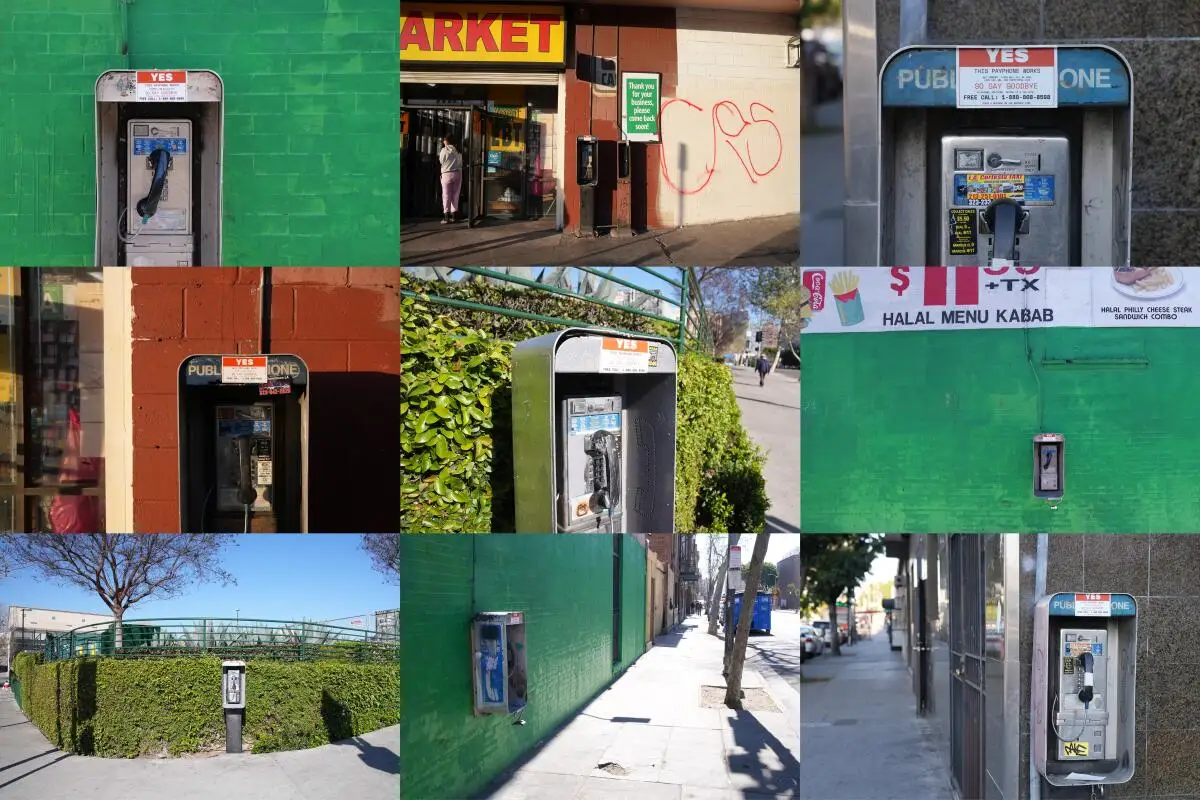 Photo collage of public pay phones