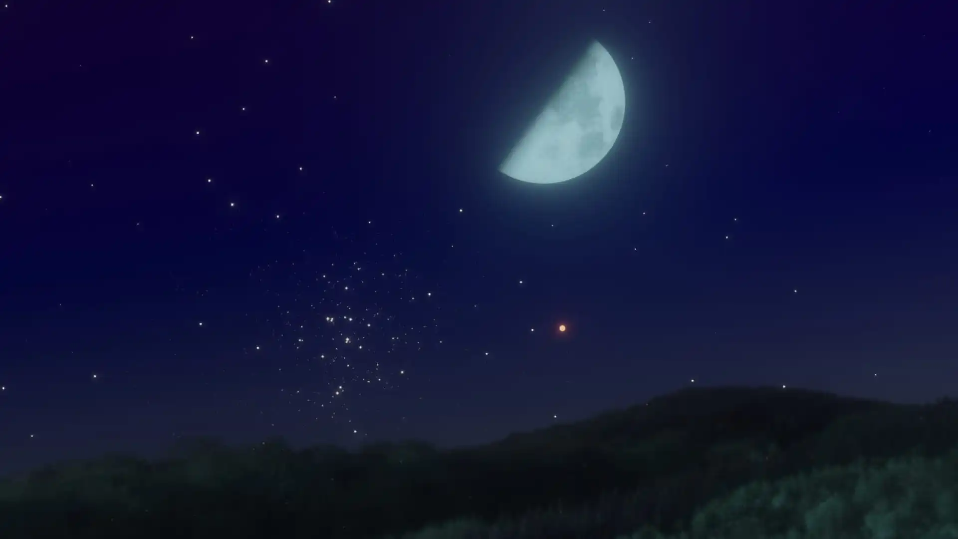 The Moon, Mars, and the Beehive Cluster, May 2025