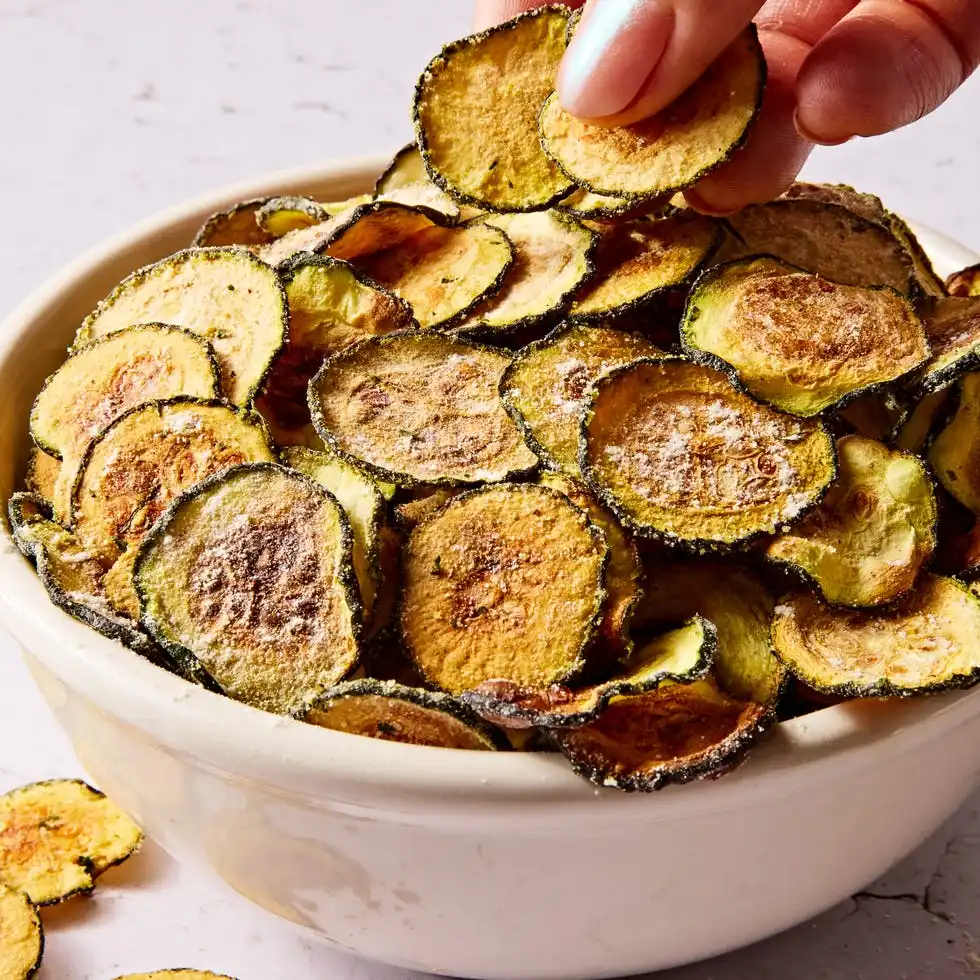 Cool Ranch Zucchini Chips thinly sliced and baked zucchini rounds with cool ranch seasoning