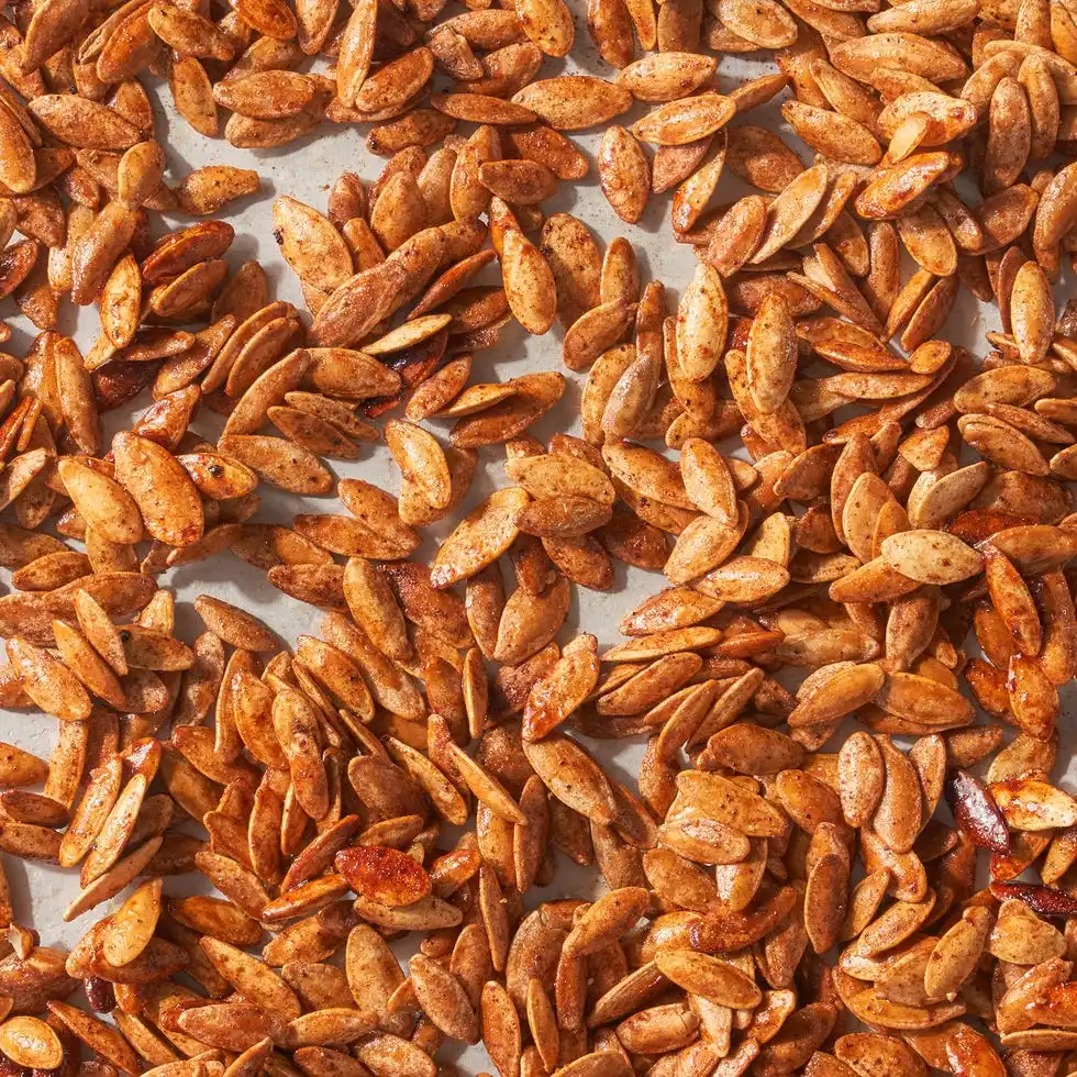 Roasted Pumpkin Seeds seasoned roasted pumpkin seeds with flaky sea salt