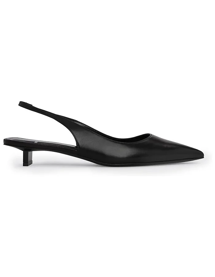Pierre Hardy, Pierre Hardy, Stella 25mm Metallic Leather Kitten Heels, 37 (7), Black