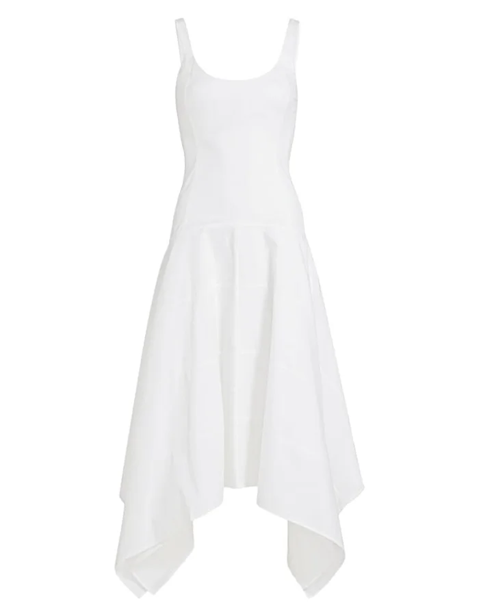 Azeeza, Azeeza, Ayesha Poplin Cotton Midi-Dress, Large, White