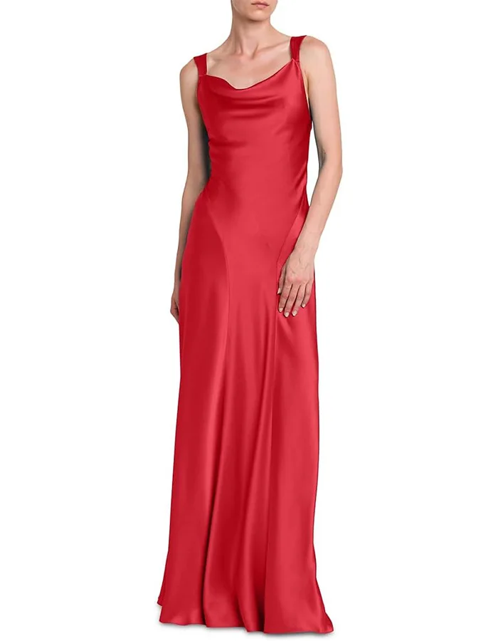 Alberta Ferretti, Alberta Ferretti, Satin Cut-Out Cowlneck Gown, 40 (4), Violet