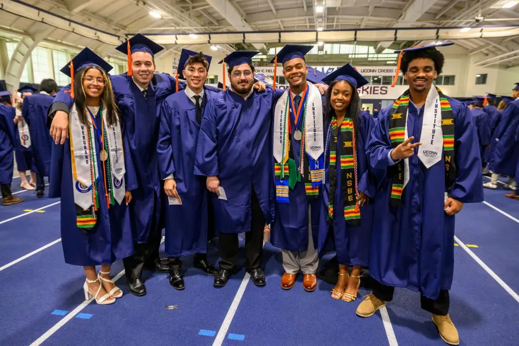 Degree candidates posing for a photo Degree candidates
