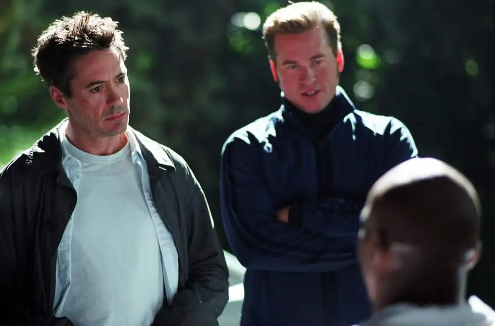 Robert Downey Jr. and Val Kilmer in director Shane Black's 2005 film "Kiss Kiss Bang Bang." (Courtesy the Brattle Theatre)