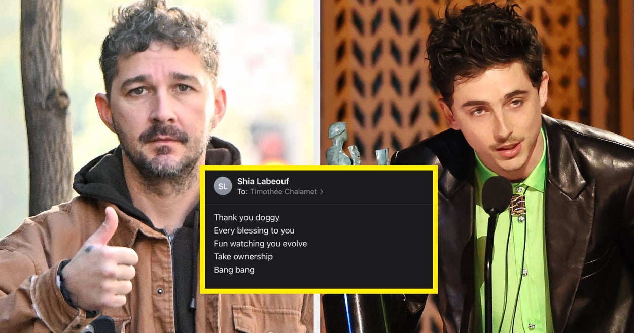 Shia LaBeouf Has Shut Down Claims That He Shaded Timothée Chalamet In A Recent Interview By Sharing Their Bizarre 2023 Email Exchange
