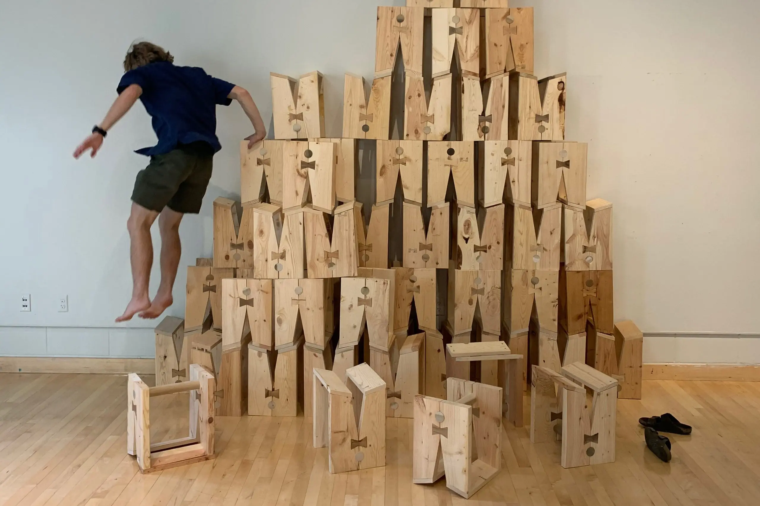 Paddy Mittag-McNaught '20 with one of his installations.