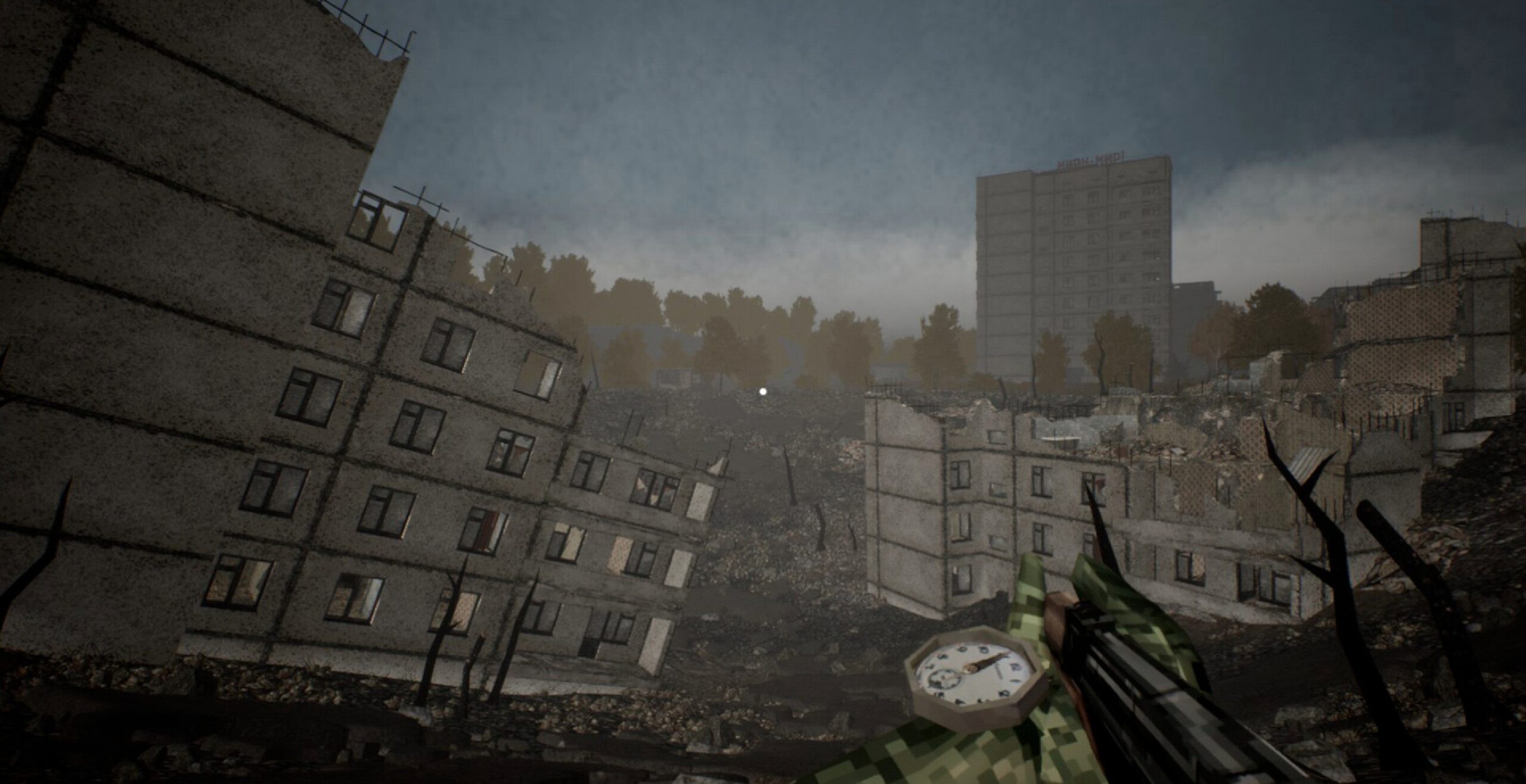 Roaming the wasteland with a gun in MISERY