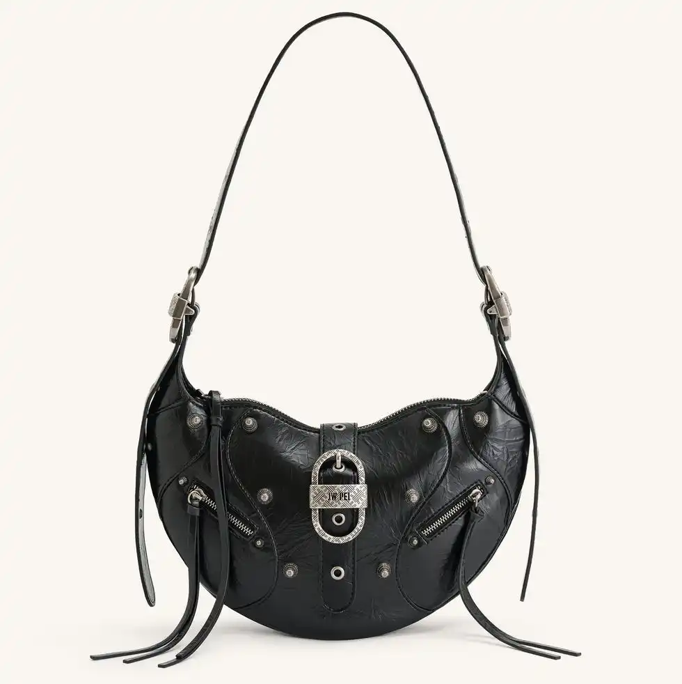 Tessa Crushed Shoulder Bag - Black