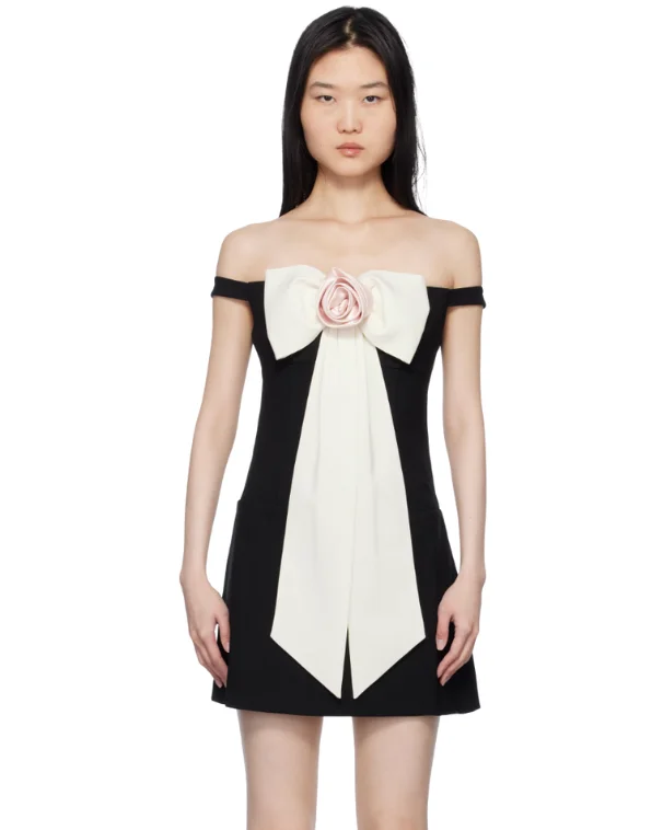Sandy Liang Black Tulips Minidress