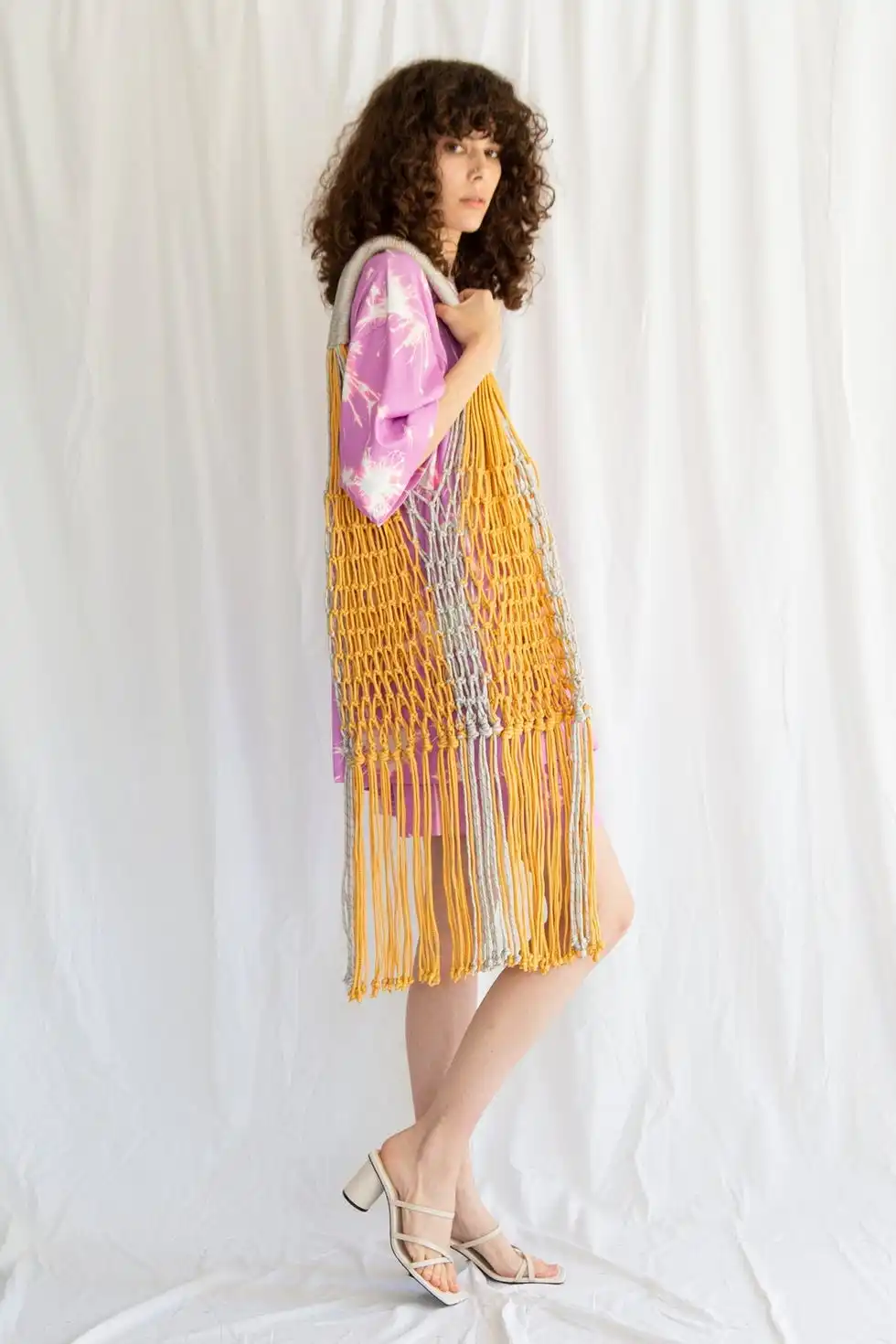 Paracord Fringe Hand Macramé Bag in Mustard