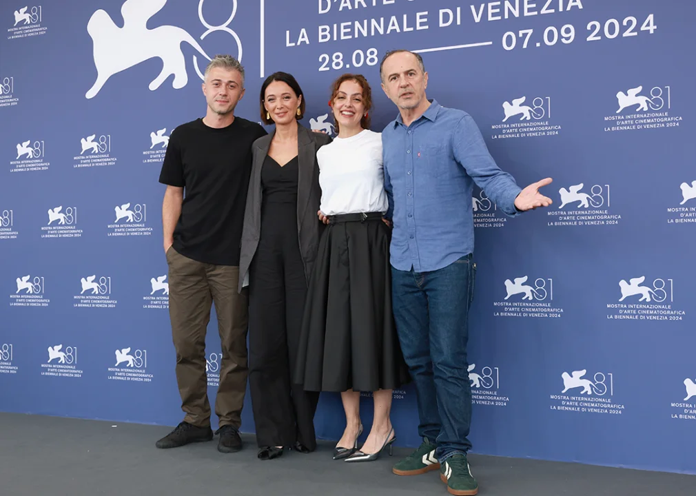 #2. April Kakha Kintsurashvili, Ia Sukhitashvili, Director Dea Kulumbegashvili and Merab Ninidze at Venice International Film Festival.