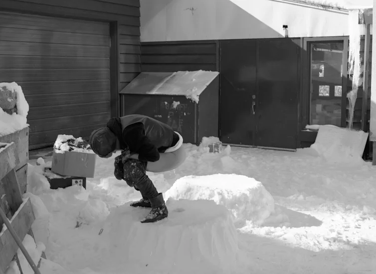 Helen Chadwick urinating into snow