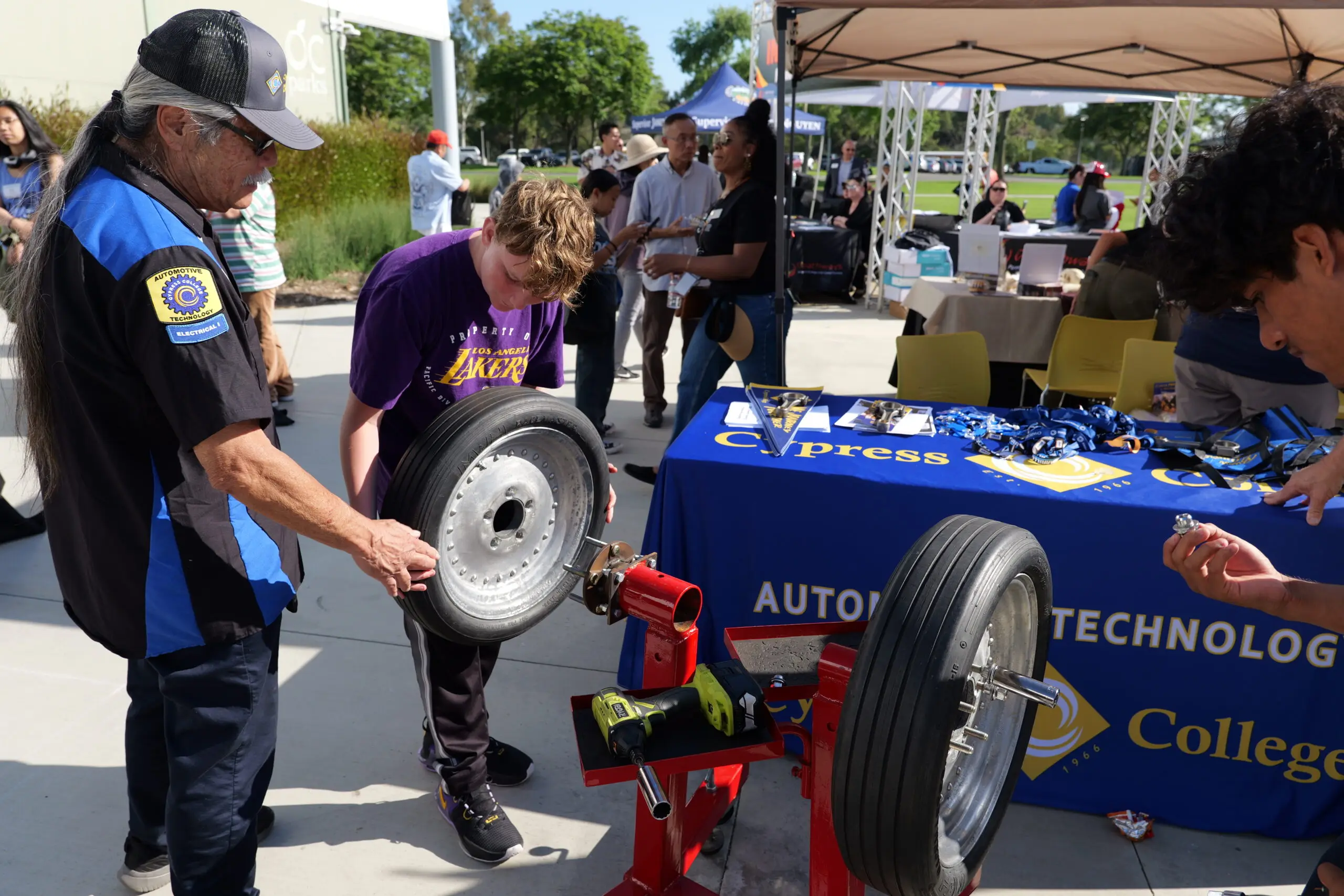 The Cypress College booth highlighted its Automotive Technology Pathway during the Empowering the Future: Internships and Career Exploration event at Mile Square Regional Park on May 22.