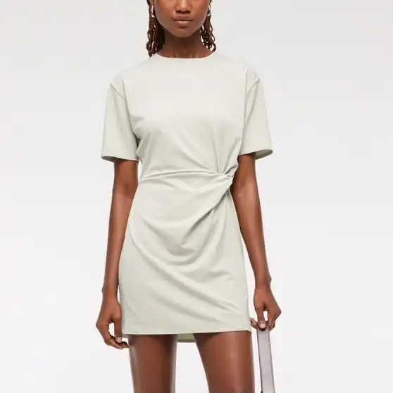 Side-Knot Knit Mini Dress