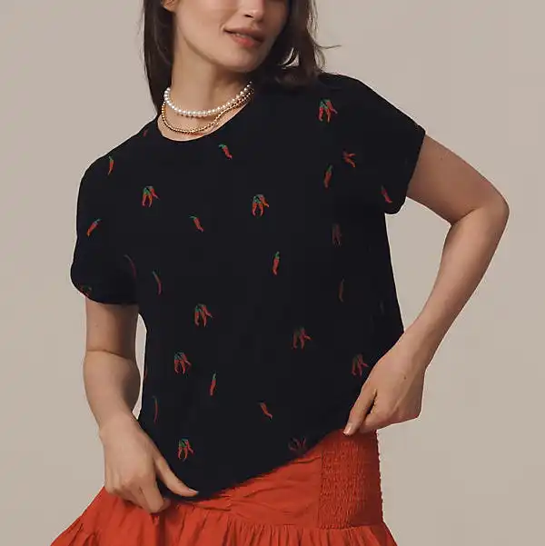 Embroidered Caitlin Boxy Tee