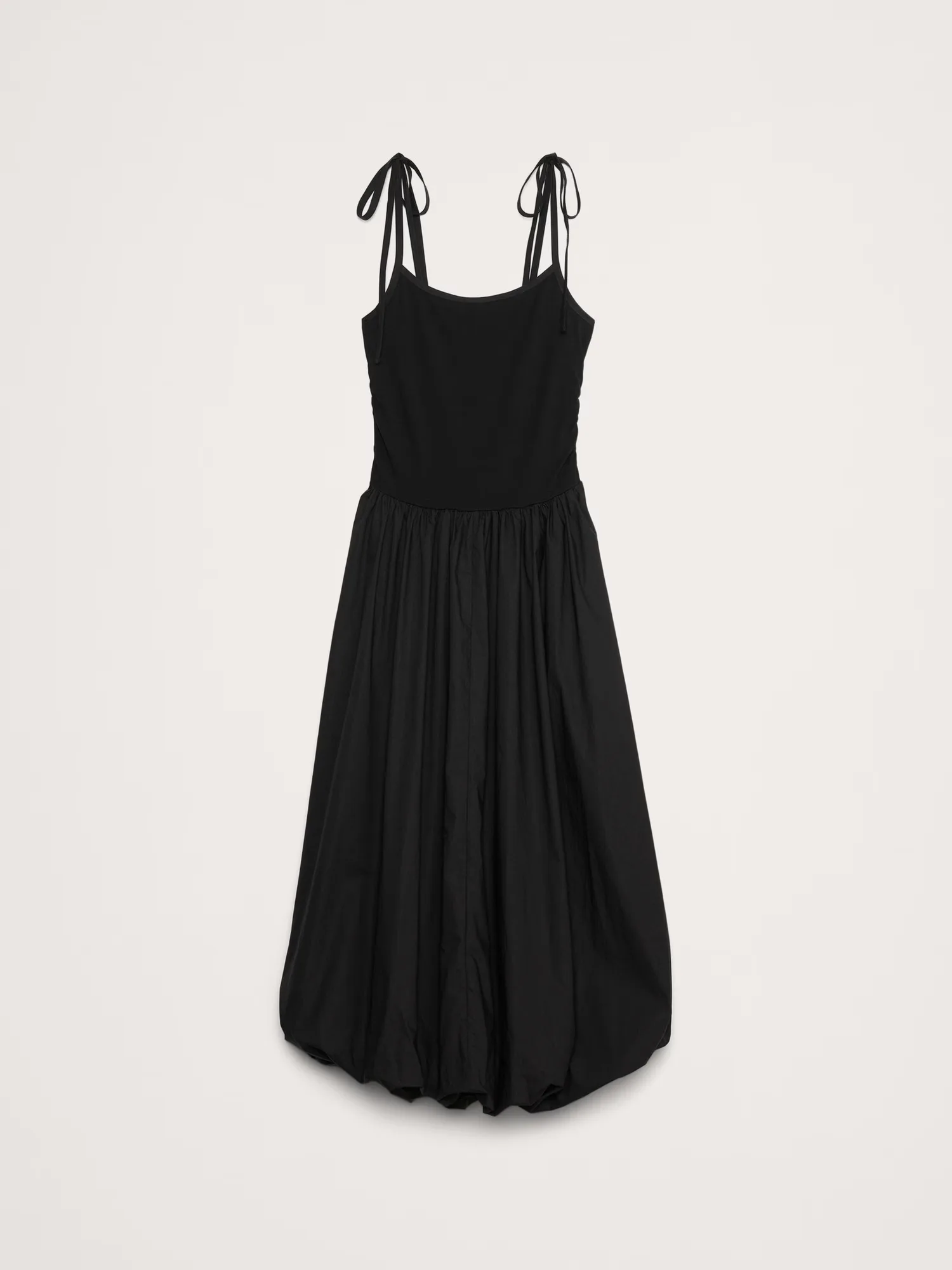 Mixed Media Bubble-Hem Maxi Dress