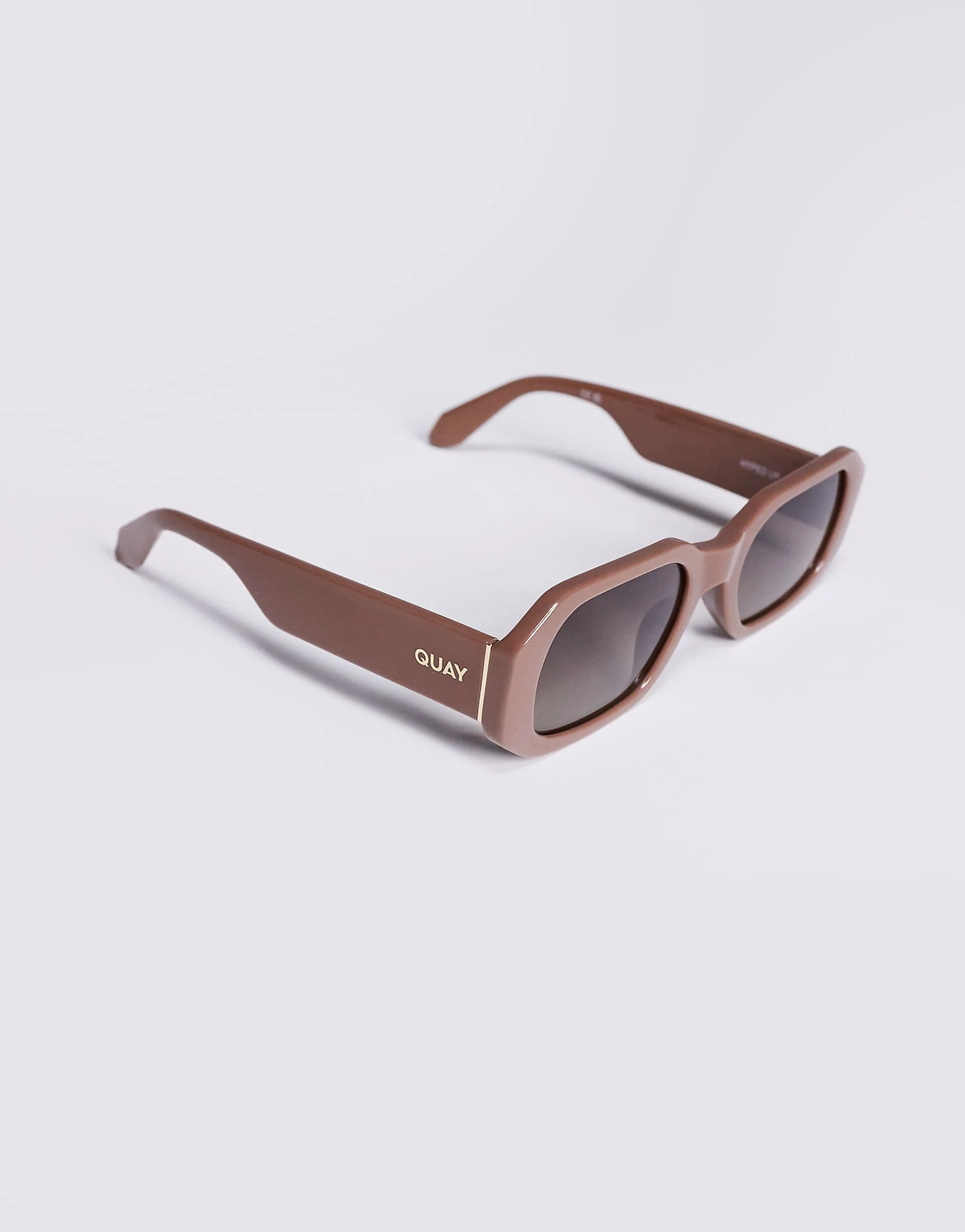 Quay Hyped Up Rectangular Sunglasses in Mocha Brown