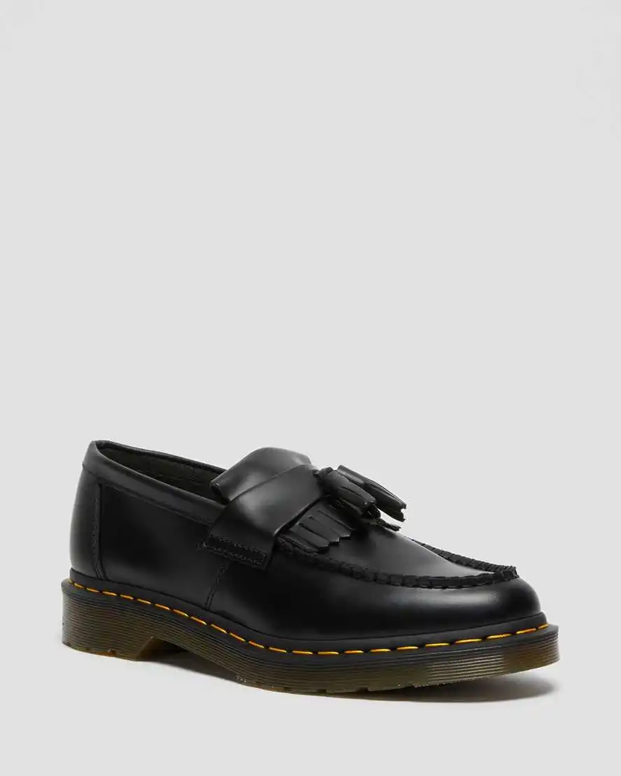 Dr Martens Adrian Yellow Stitch Leather Tassel Loafers