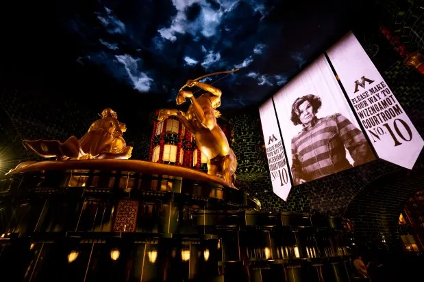 The queue for Harry Potter and the Battle at the Ministry takes guests inside the Ministry of Magic at Universal Epic Universe. (Patrick Connolly/Orlando Sentinel)