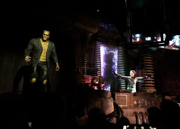 Frankenstein and Dr. Victoria Frankenstein are focal points of the pre-show leading up to Monsters Unchained: The Frankenstein Experiment at Universal Epic Universe. (Patrick Connolly/Orlando Sentinel)