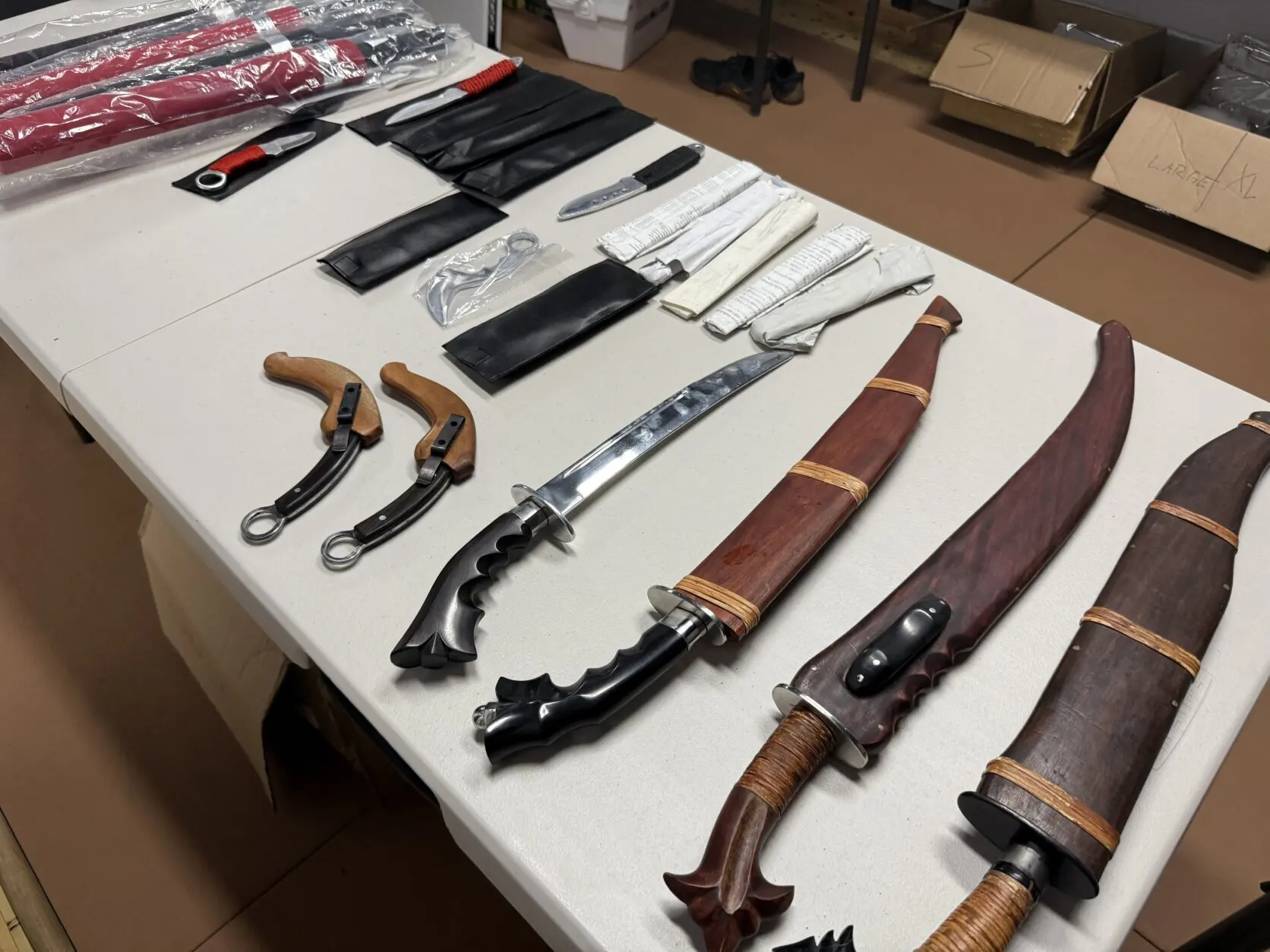 blades on a table