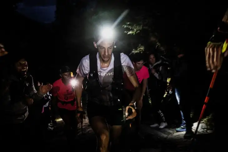 Spain's Kilian Jornet competes in the 19th edition of the Ultra Trail du Mont Blanc (UTMB). He was one of the first to pioneer consuming high-carb drink mixes.