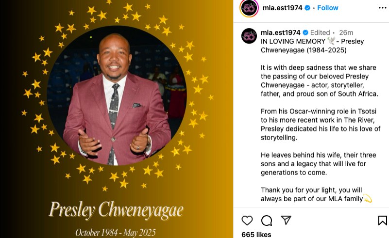 South Africa: Committee On Arts and Culture Sends Heartfelt Condolences On the Passing of Tsotsi Actor
