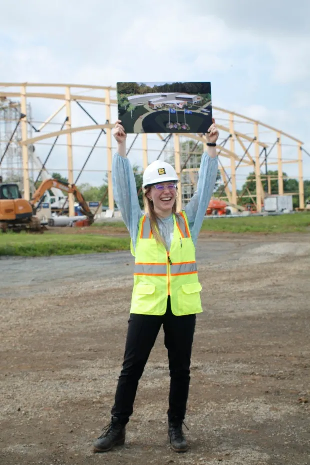 Natalie Seifert, project engineer for Alvin H. Butz, conducts a tour Thursday, May 29, 2025, at the Upper Macungie Township Community Lifestyle Center. (Oliver Lois Economidis/The Morning Call)
