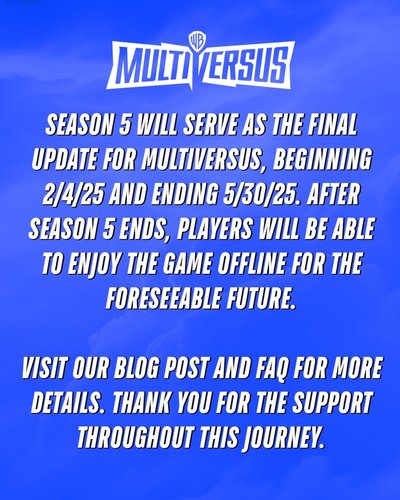 MultiVersus é oficialmente encerrado e retirado das lojas nesta sexta (30)! Veja como seguir jogando offline
