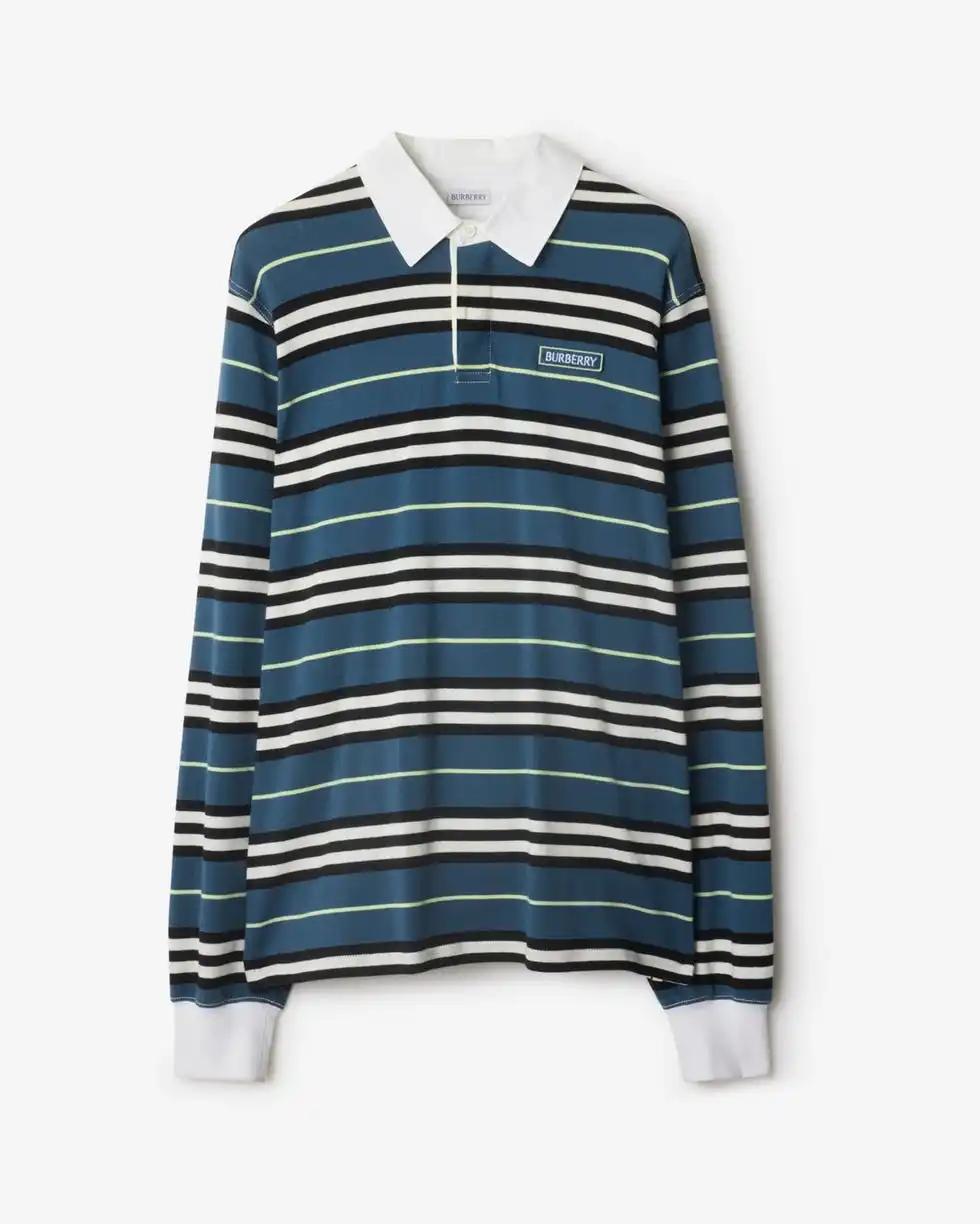 Burberry long-sleeve striped cotton polo shirt