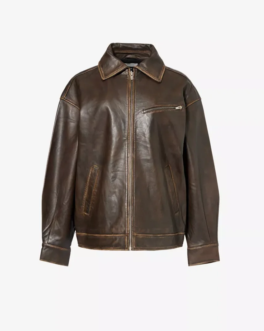 Reformation Veda Marco relaxed-fit leather jacket