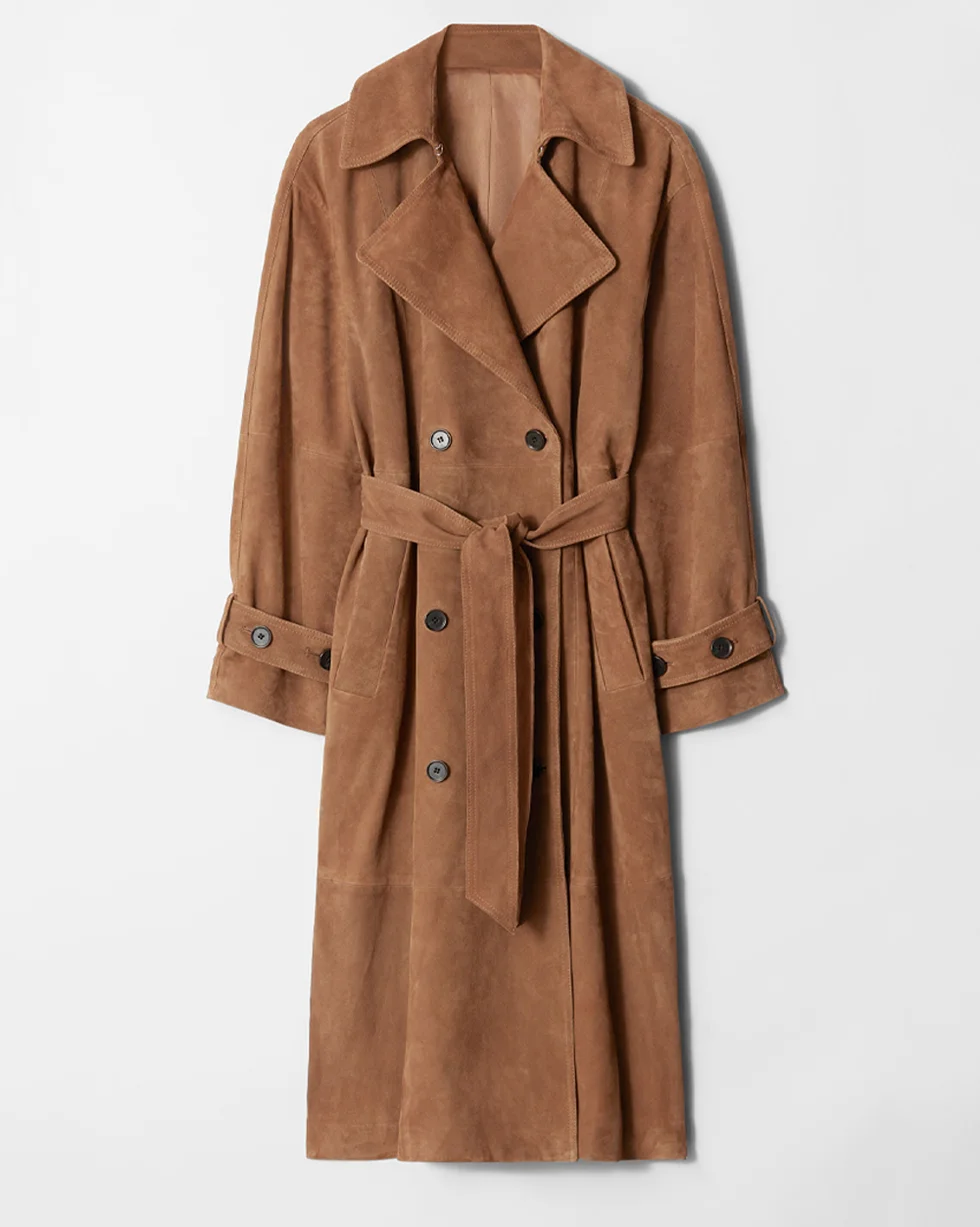 & Other Stories maxi suede trench coat