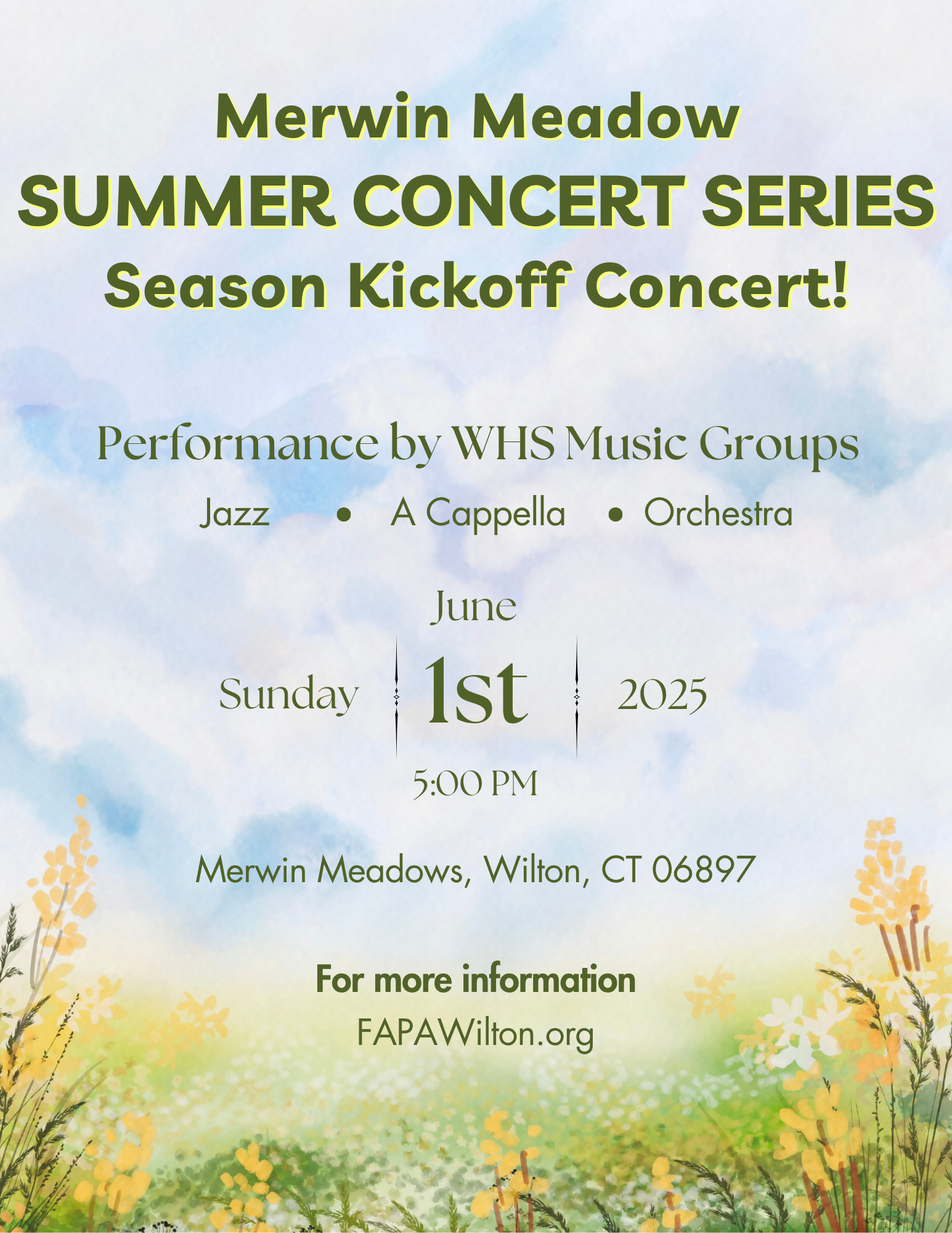 Wilton High School Music Groups to Perform at Merwin Meadow Park