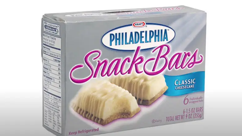 Box of Philadelphia Snack Bars classic cheesecake