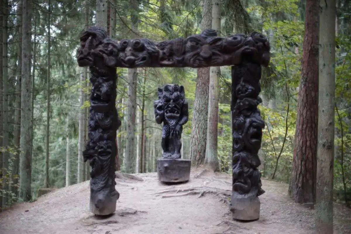 hill of witches woodcarving sculpture