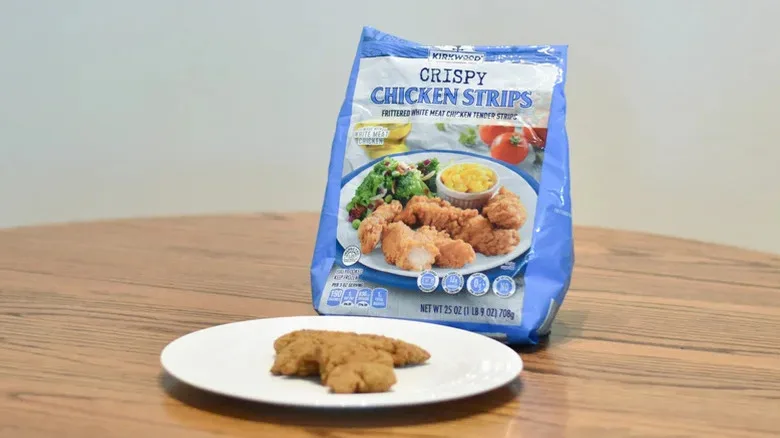 a bag of aldi kirkwood chicken strips