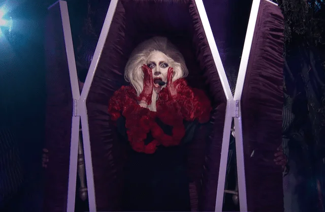 Netflix Lady Gaga enters Netflix's Tudum in a coffin