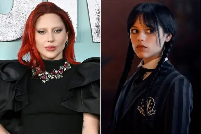Axelle/Bauer-Griffin/FilmMagic; Vlad Cioplea/Netflix Lady Gaga at the 'Joker: Folie á Deux' premiere; Jenna Ortega in 'Wednesday'