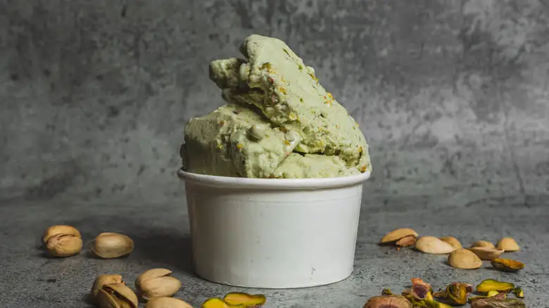 Cup of pistachio gelato
