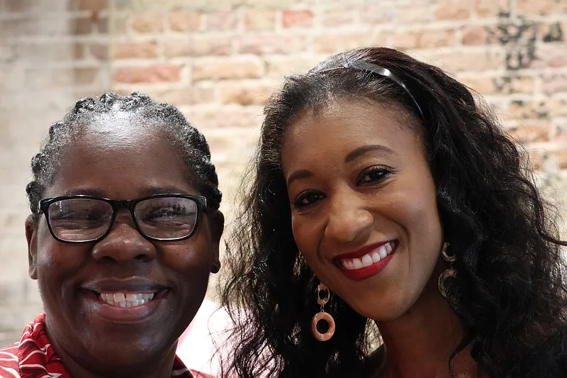 Kimberly Cole McMillion, left, of Pine Bluff, was personally touched by Celeste Alexander's kindness and encouragement while McMillion was attempting to earn her master's degree. (Special to The Commercial/Deborah Horn)