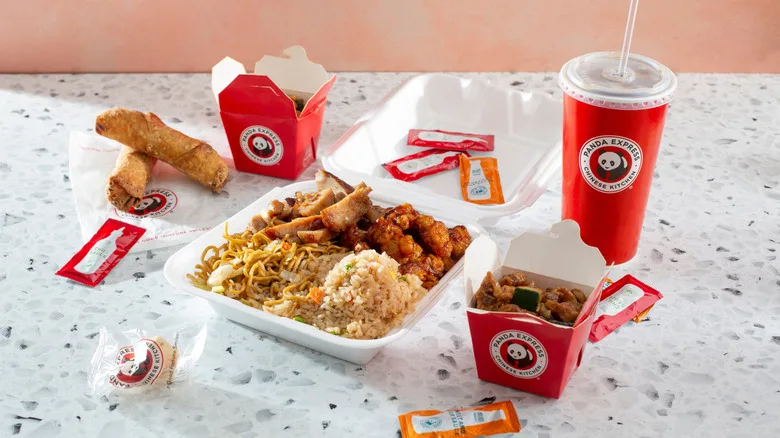 A Panda Express meal on a table