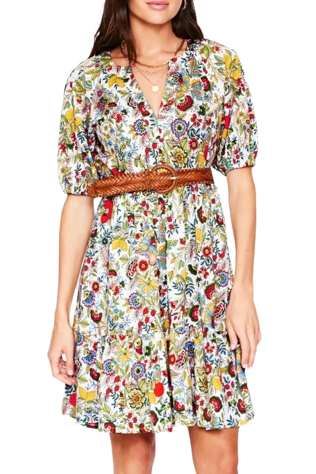 Piper Short Jersey Dress-Multi, Citrus Vine