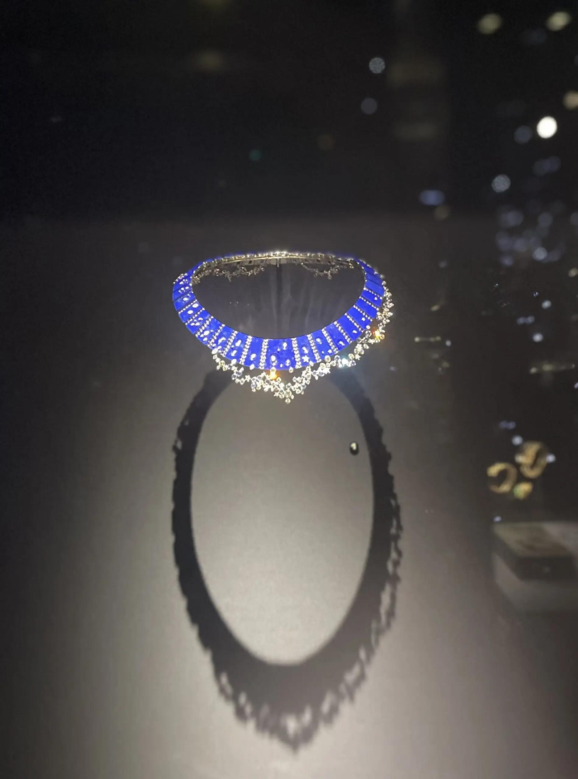 A bright blue necklace