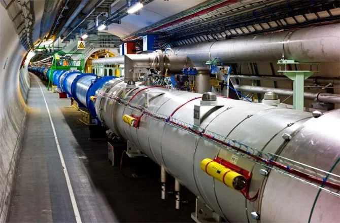 A section of the LHC's superconducting magnets that have undergone extensive upgrades to support the vast machine's increased power.