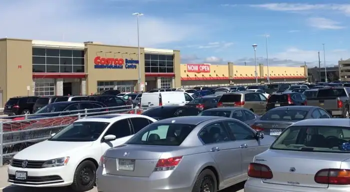 The scene at a Costco parking lot.